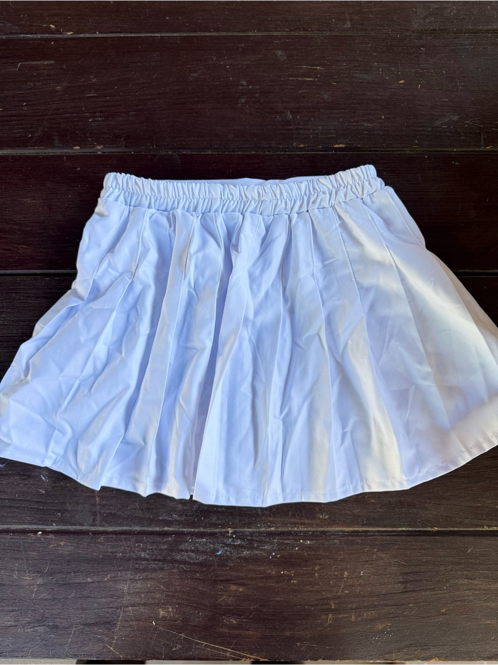 Girls White Solid Pleated Elastic Waist Skort Juniors Size 10-12